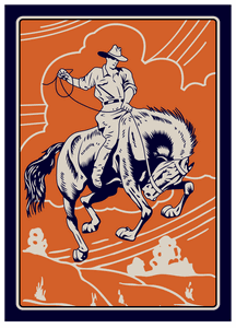 Cowboy and Bucking Bronco Magnet
