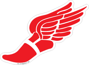 Cross Country Winged Foot Car Magnet