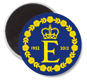 Diamond Jubilee Queen Elizabeth Flag 3" Dia Magnet