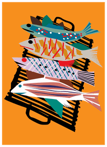 Fish on the Grill Magnet