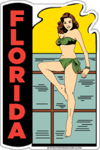 Florida Green Bikini Girl Travel Decal Car Magnet
