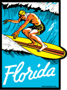 Florida Surfer Travel Decal Magnet   