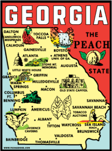 Georgia State Map Travel Decal Magnet     