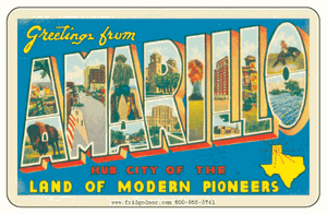 Greetings From Amarillo TX Car Magnet