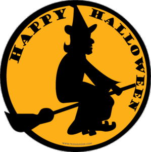 Halloween Witch & Broomstick Round Car Magnet