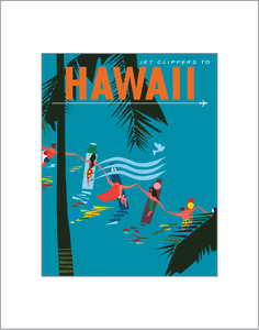 Hawaii Paddle Surfers Matted Print