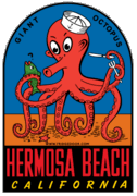 Hermosa Beach CA Octopus Travel Decal Car Magnet