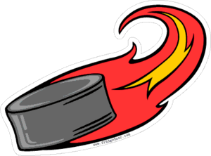 Hockey Puck & Flame Car Magnet