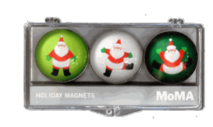 Jumping Santa Domed Magnet Set 3-Pk