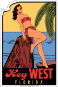 Key West Florida Girl, Palm & Ocean Travel Decal Car Magnet