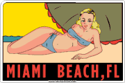 Miami Beach Girl On The Beach Travel Decal Car Magnet