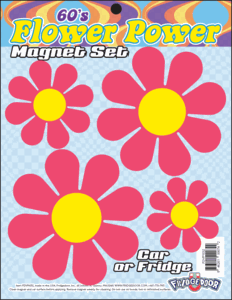 PINK 60's Flower Power Magnet 4-Pack 