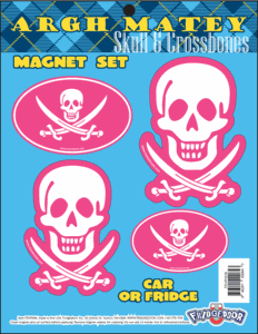 PINK Skull & Crossbones 4 Piece Magnet Set 