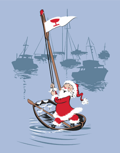 Rowing Santa Cocktail Flag 11 x 14 Print