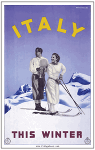Ski Italy This Winter Travel Poster Magnet     