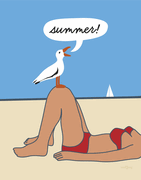 Summer! Seagull & Sunbather 11 x 14 Print