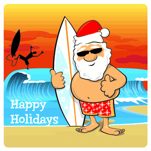 Surfing Santa Car Magnet