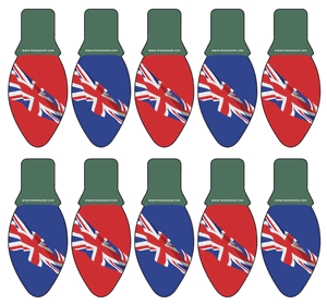 UK Flag Xmas Light Car Magnet 10-Pack