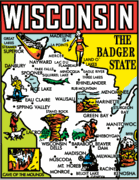 Wisconsin Map Version 2 Travel Car Magnet  