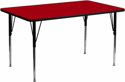 30''W x 72''L Red Rectangular Adjustable Height Activity Table - click to enlarge