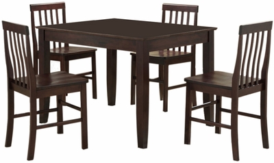 5 Piece Solid Wood Dining Set in Espresso - Walker Edison C48S2ES ...