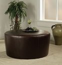 Abbyson Ansel Round Ottoman - Dark Brown