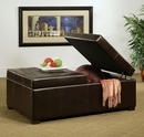 Abbyson Brentley Bicast Leather Double Flip-Top Storage Ottoman - Dark Brown