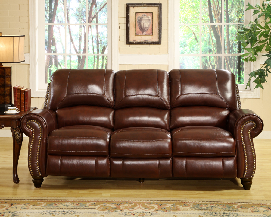 Abbyson Canterbury 2 Piece Leather Pushback Reclining Sofa
