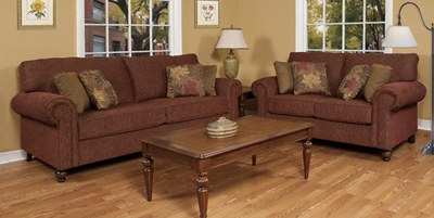 Advantage Sofa and Loveseat in Expo Flame - 2pc Set - click to enlarge