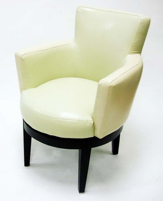 Armen Living Cream Leather Swivel Club Chair - click to enlarge