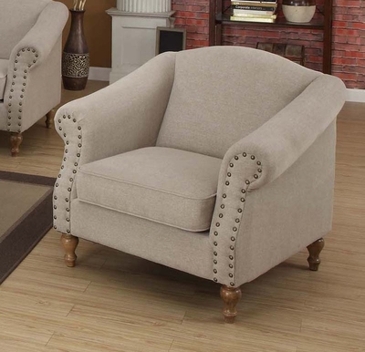 Armen Living Maxwell 1056 Chair in Sand Linen Fabric - click to enlarge