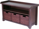 Bench with Storage Shelf and 3 Small Baskets