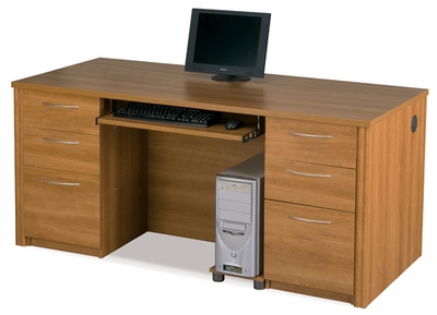 Bestar Embassy Cappuccino Cherry Executive Desk with Two Pedestals - click to enlarge