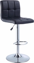 Black Quilted Faux Leather & Chrome Adjustable Height Bar Stool