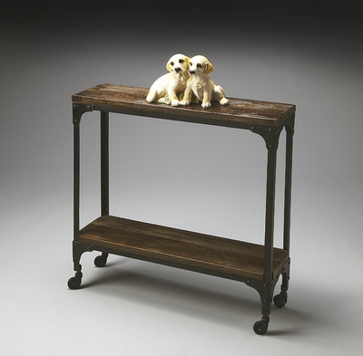 Butler Mountain Lodge Rustic Iron and Solid Acacia Console Table - click to enlarge