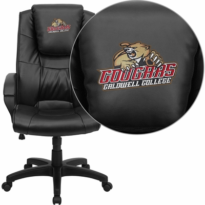 Caldwell College Cougars Embroidered Black Leather Executive Office Chair - click to enlarge
