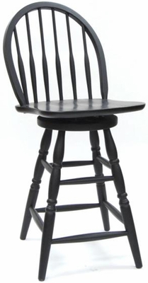 Carolina Cottage 24" Antique Black Swivel Windsor Counter Stool - S53-712 - click to enlarge