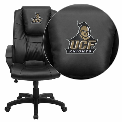 Central Florida Knights Embroidered Black Leather Executive Office Chair - click to enlarge