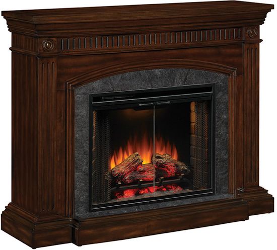 Classic Flame Saranac Roasted Cherry Electric Fireplace with Faux Slate -  28WM1127RCR-0256 - Classic Flame Fireplace
