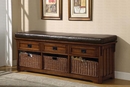 Coaster Large Storage Bench with Three Baskets in Oak- 501060