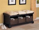 Coaster Storage Bench with Baskets in Black - 501064