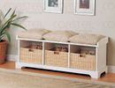 Coaster Storage Bench with Baskets in White - 501054