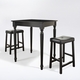Colorado 3 Piece Black Pub Table with Upholstered Saddle Stools - click to enlarge