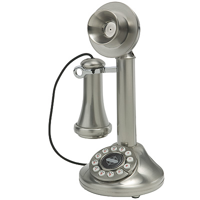 Crosley 1920's Candlestick Phone with Brushed Chrome Finish - CR64