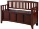 Cynthia Walnut Slat Back Storage Bench - click to enlarge