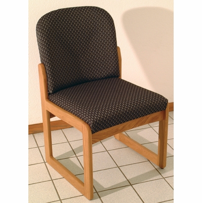Dakota Wave Valley Sled Base Reception Chair In Medium Oak Powder Blue Standard Powder Blue Standard