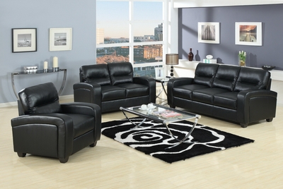 Duncan Timeless Contemporary Black Leather Sofa Set - click to enlarge
