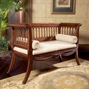 English Settee Bench in Hand Carved Cherry Finish