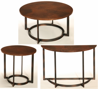 Hammary Nueva 3pc Occasional Table Set in Aged Copper - click to enlarge