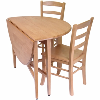 Hannah 3Pc Dining Set, Drop Leaf Table with 2 Ladder Back Chairs ...